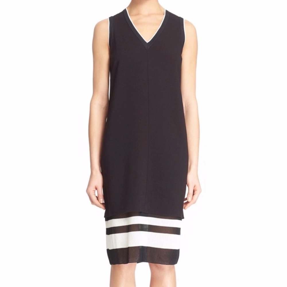 VINCE. Sleeveless Double Layer Dress BLack/White Size 2